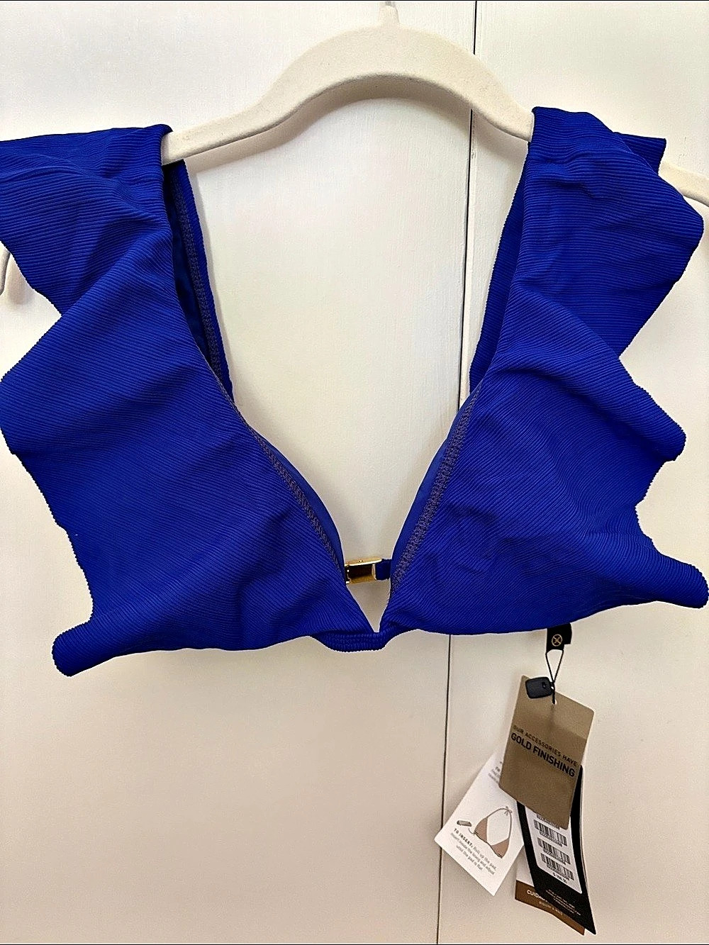 Victoria's Secret Milano Liz Top Ruffle Bikini Top in Blue - Size Large NWT